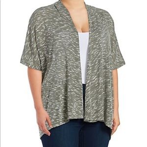 Textured open front cardigan, 1x